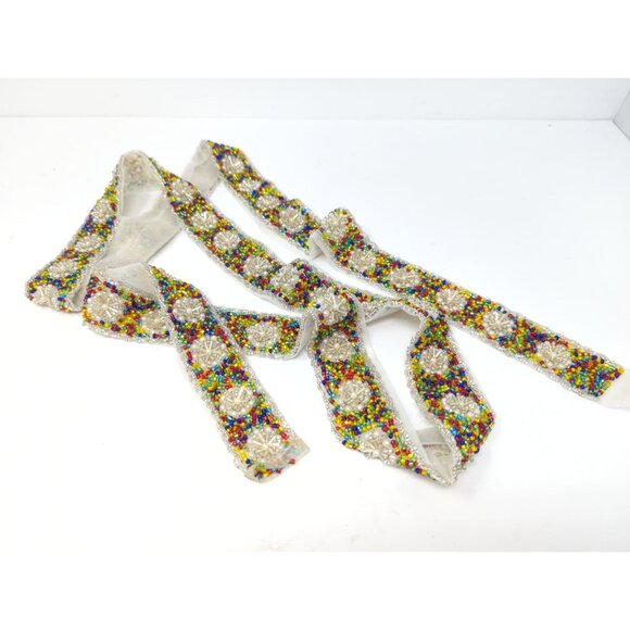 Vintage Multicolor Beaded Lace Trim 1.5" X 6Ft Design Sewing craft - Picture 6 of 9